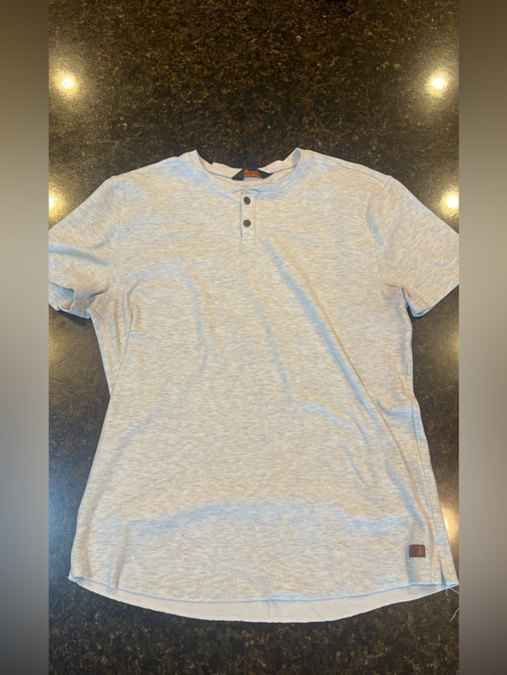Men's Short Sleeve Henley Tee - Heather Light Gray